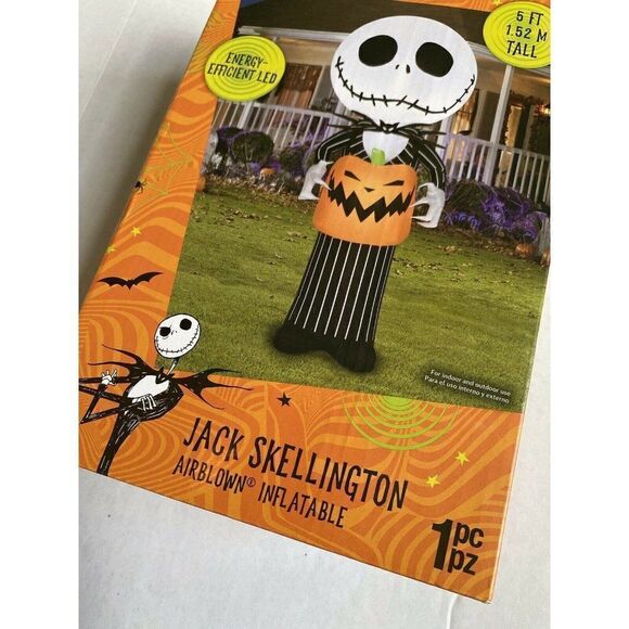 Nightmare Before Christmas Jack Skellington Gemmy Airblown Inflatable 5 Ft - Picture 1 of 12